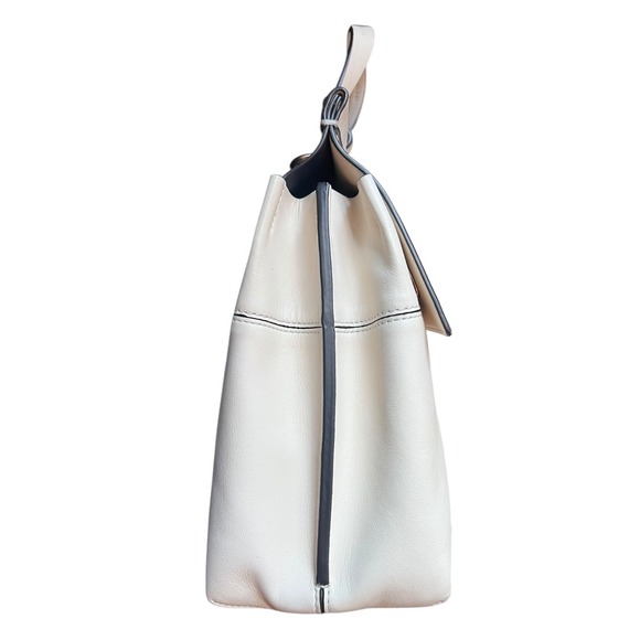 Tory Burch Block T Leather Satchel Ivory Bag Crossbody Strap - Picture 6 of 16